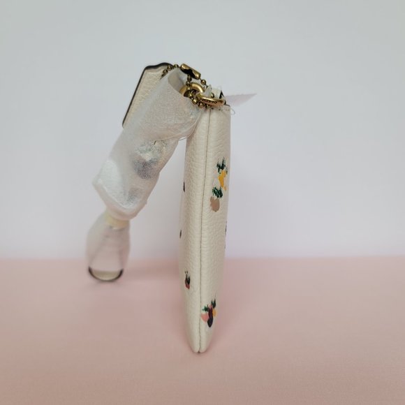 COACH Small Wristlet in Floral Print Pebbled Leather– Chalk Multi⭐ - Picture 11 of 16
